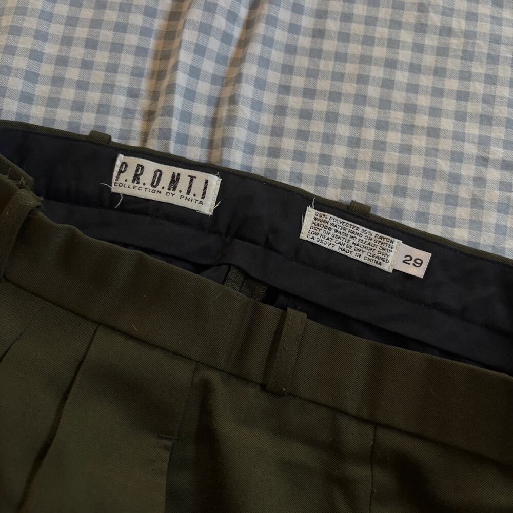 Vintage Late 80s/Early 90's Olive Green Pronti Women's Trousers - Picture 6 of 6